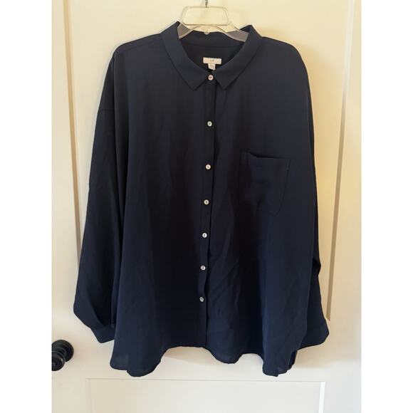J. Jill Tops - J. Jill Navy Button Up Shirt Sz 4Xl Women's Long Sleeve LagenLook Office